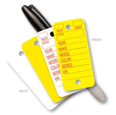 DONKEY AUTO PRODUCTS Poly Tag Rounded Corner Plastic Car Key Tags - White or Yellow (250 per box)
