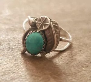 Anello Turchese Vintage Argento Sterling Southwestern - Taglia 5,5 - Foto 1 di 5