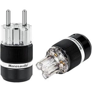 1 Pair High Quality 5N OFC Pure Copper Power Plug Connector EU Male IEC Female - Picture 1 of 11
