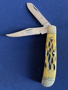 NRA 2-Blade Amber Bone Handle Pocket Knife(see Pictures)