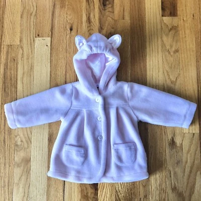 Abrigo Le Top Bebé Niñas Talla 9 Meses Con Capucha Manga Larga 3 Botones Bolsillos Rosa Foto 1 de 4