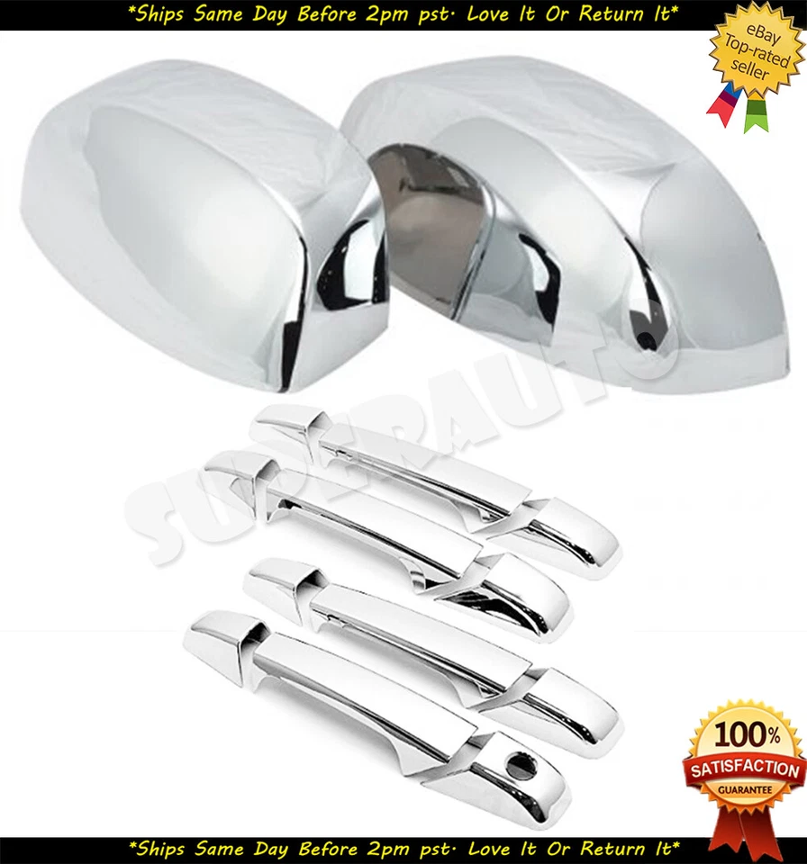 Espejo retrovisor cromado para Chevy Silverado GMC Sierra 2007-13 + cubiertas de manija de 4 puertas superpuestas Foto 1 de 4