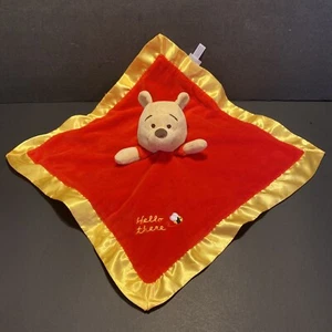 Disney Baby Security Plush Winnie the Pooh Red Satin Trim Lovey Hello There Bee - Picture 1 of 6