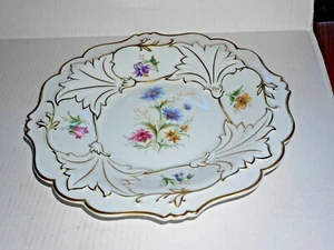 Weimar Goldrelief florales Design große Servierplatte gerippter Rand um 1960 RAR - Bild 1 von 4