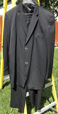 Traje Raspinni para hombre talla 46R rayas negras 2 piezas pecho único 40Rx30 Foto 1 de 4