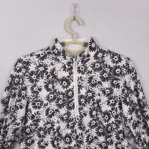 San Soleil Black White Floral M 1/2 Zip Vented Long Sleeve Pullover UPF 50 - Picture 1 of 10