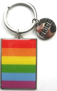 Rainbow Pride Schlüsselanhänger massiv Metall Gay Lesian LGBTQ + Pride Flagge Design und Disc - Bild 1 von 7