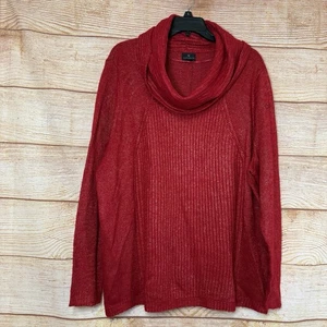 Worthington Woman Sparkle Metallic Red Cowl Neck Oversized Sweater Plus Size 2X - Picture 1 of 4