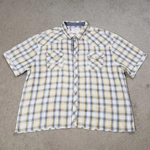 BKE Vintage 1967 Shirt Mens Size 3XL XXXL Yellow Plaid Athletic Fit Pearl Snap - Picture 1 of 10
