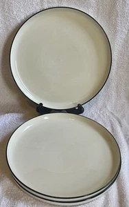 Set of 3 - Tabletops Unlimited 10-1/2" Dinner Plate - White w/ Black Rim - Picture 1 of 6