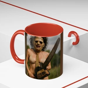 Texas Chainsaw Sexy Woman In a Bikini Coffee Cup Mug Halloween Horror Hot Funny! - Picture 1 of 79