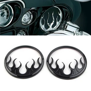 Cubierta de ajuste de parrillas de altavoz Black Flames para Harley Electra Glide 2014-2022 - Imagen 1 de 7