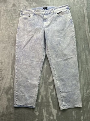 Jeans Express para mujer talla grande 16L azul lavado claro tiro medio novio elástico denim Foto 1 de 4