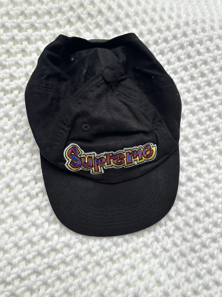 Sombrero Supreme Graffiti Logo 5 Paneles Negro - Hecho en EE. UU. - Gorra Vintage Foto 1 de 2