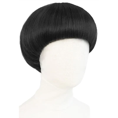 Peluca Cosplay Negra Corta con Flequillo Pelucas Rectas de Setas para Hombres 60S Corte Cuenco con Foto 1 de 4