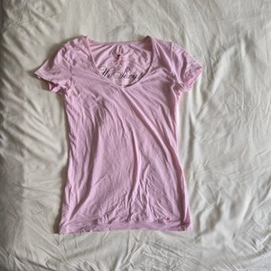 Rare Victoria's Secret Cotton Lingerie V-Neck T Shirt Top Stretchy Pink One Size - Picture 1 of 7