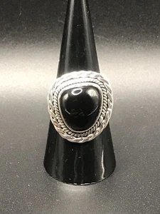 925 Sterling Silber Handarbeit Onyx Damen Ring Größe 8 - Bild 1 von 16