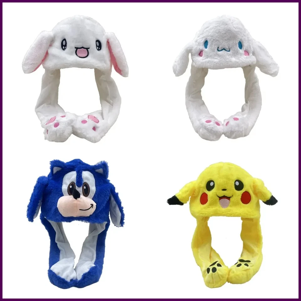 Lindos sombreros de conejito con orejas móviles dibujos animados gorro gorra airbag moda dulce. Foto 1 de 4