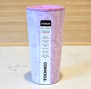 Vaso Corkcle 16 OZ con tapa a juego - Rosas no me olvides nuevo con etiquetas - Imagen 1 de 3