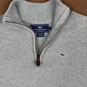 Vineyard Vines Sweater Men's S Gray Knitted Hamilton 1/2 Half-Zip 100%Cotton - Picture 1 of 7