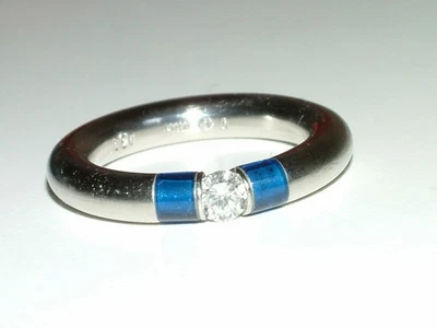 BUNZ Platin 950 Ring, Brillant 0,26 ct, synth. Saphir, 14,8g, Gr 55, Spannring - Bild 1 von 4
