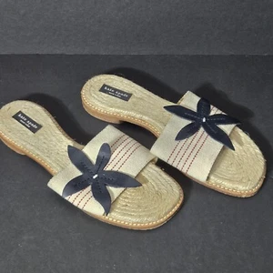 Kate Spade Elba Jute Mule Slide Sandals Canvas Floral Applique Women's 6 1/2M - Picture 1 of 11