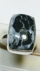 CHARMANTER NATÜRLICHER DALMATINER ACHAT IN STERLINGSILBER.925 RINGGRÖSSE 7,75-8,0! - Bild 1 von 12