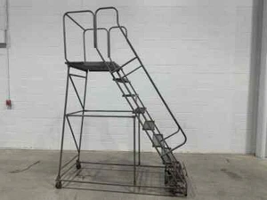 Cotterman 8-Step Rolling Steel Staircase Ladder - Picture 1 of 6