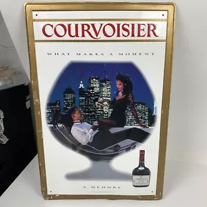 VSOP 80’s Courvoisier Cognac Metal bar Promo Display Sign Black Couple Vtg 27x18 - Picture 1 of 9