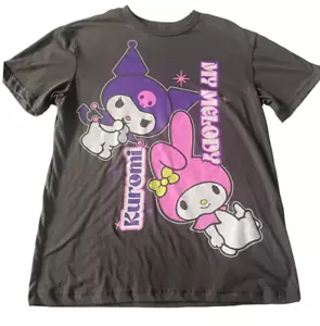 T shirt femme Kuromi My Melody taille SM gris anthracite - Photo 1/3