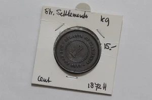 🧭 🇲🇾 ESTRECHOS ASENTAMIENTOS 1 CENTAVO 1872 H VICTORIA B66 #920 - Imagen 1 de 3