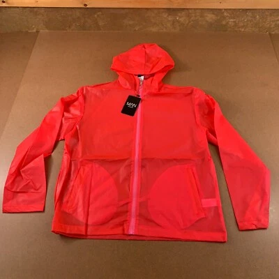 Chaqueta Boohoo Hombre Talla Mediana Roja Rosa Goma Con Capucha Cremallera Completa Nueva con Etiquetas Foto 1 de 4
