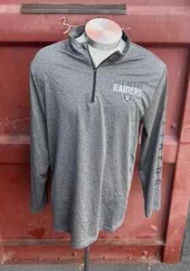Raiders 1/4 Zip Pullover Shirt Mens Large Gray Black NFL Team Apparel Football - Picture 1 of 7