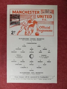 MANCHESTER UTD v MANCHESTER C | 1966/1967 | RESERVES | 20 JAN 1967 | UK FREEPOST - Picture 1 of 2