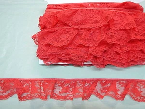 Gathered Red Lace 10 metres (828) - Picture 1 of 1