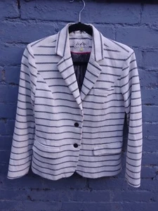Heyton Blanco Azul Marino Rayas Talla 12 Cuello Botón Bolsillos Frontales Oficina de Negocios - Imagen 1 de 13