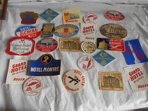 Vintage Luggage labels Genuine 1950-1960s Hotel Luggage labels collection set 3 - Picture 1 of 8