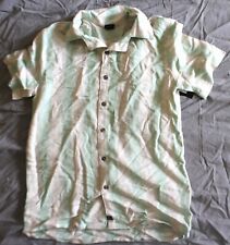 Art Class Boys Striped Button Up Shirt Size  L 12/14 Short  Sleeve Green