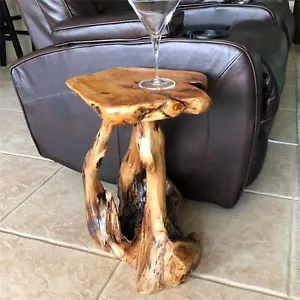 Rustic Cedar Root Flower Stand Stool- 19.5" H Tree Stump Side Table, Handcrafted - Picture 1 of 23
