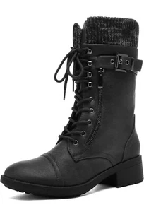 DREAM PAIRS Women's Size 9 Winter Mid Calf Combat Riding Military Style Boots - Bild 1 von 2