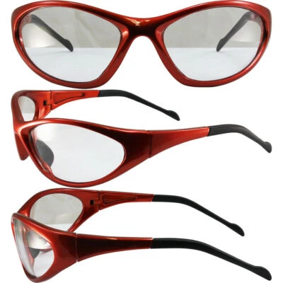 Relfex Wrap Around Safety Glasses Clear UV400 Lens Orange Frame by Global Vision - Imagem 1 de 3