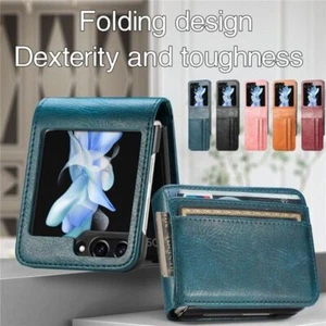 For Samsung Galaxy Z Flip6 Flip5 Flip4 Flip3 Shockproof Leather Wallet Card Case - Picture 1 of 73
