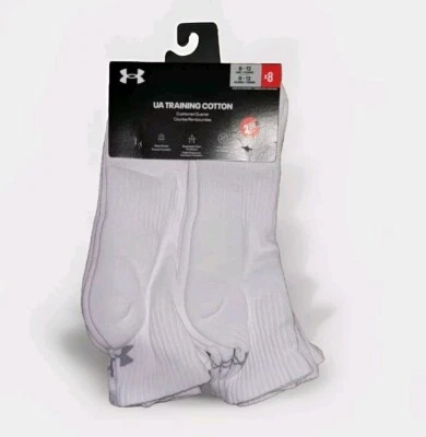 NUEVO Under Armour Entrenamiento Algodón Cuarto Calcetines 8 Pares Talla M 8 - 12 W 9 - 12 Foto 1 de 2