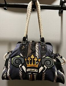 Fendi Logo Crown Patch Rope Handle Mixed Media Fabric Shoulder/Satchel Handbag