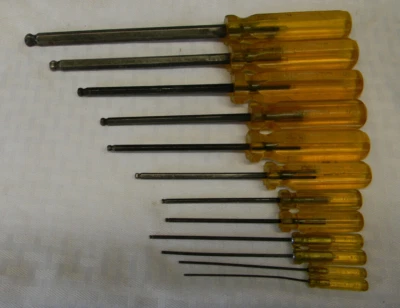 VINTAGE BONDHUS 12PC SAE BALLDRIVER SET .50-3/8" WITH AMBER HANDLES - Image 1 of 4