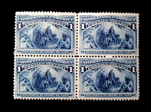 US Stamp Scott 230 Columbus in Sight of Land 1 Cent 1893 Mint MNH OG Block of 4 - Picture 1 of 4
