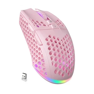 SM600 Pink Wireless Gaming Mouse with Honeycomb Shell, Side Buttons,Tri-Modes... - Picture 1 of 7