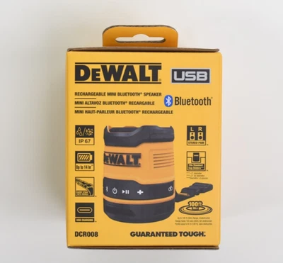 Mini altavoz Bluetooth recargable USB-C DEWALT DCR008 Foto 1 de 2
