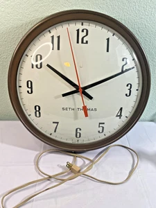VTG SS18D Seth Thomas Office School 14" Bubble Face Wall Clock - WORKS See Video - Picture 1 of 11