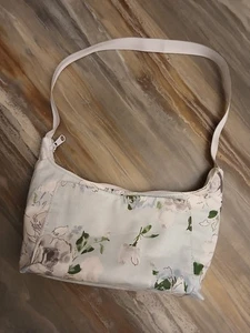 Neu Floral Top Handle Handtasche Handtasche blau weiß Blumen Halbmond klein süß! - Bild 1 von 6